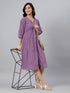 Lavender Pure Cotton Solid Gathered Dress